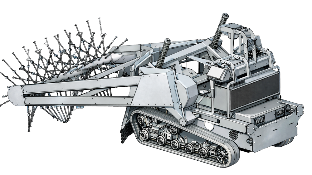 Technical side-view illustration of the DeMiner system