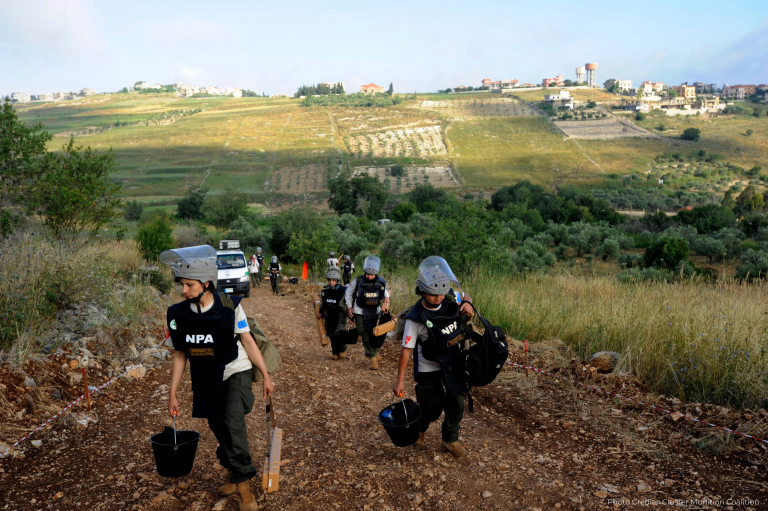 Cluster bomb deminers in South Lebanon